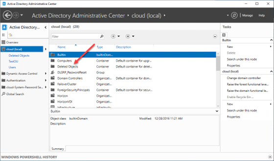 Active Directory Administrative Center  - Deleted Objects