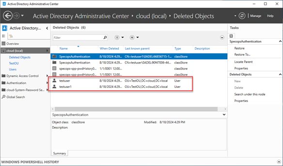 Active Directory Administrative Center  - Show Deleted Objects
