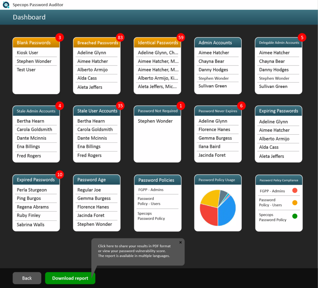 Use Specops Password Auditor to audit password policies